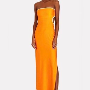 Baobab Collection Orange Strapless Cutout Evening Dress